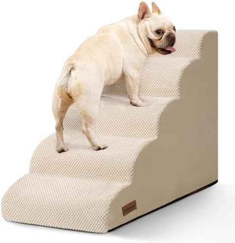 Aodisman Dog Stairs for High Beds, 5 Step Pet Ramp for Dogs and Cats, 22.4" H by AODISMAN