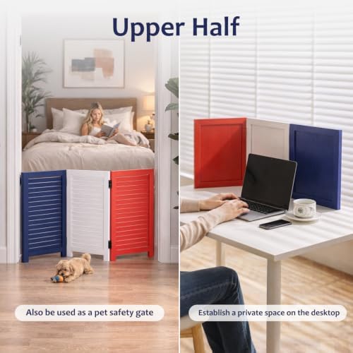 3 Panel Room Divider, Folding Wood Privacy Screen - Image 4