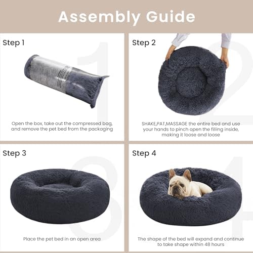 Love's cabin Calming Cat Bed for Indoor Cats, Anti-Anxiety Donut Round Dog Bed - Image 5