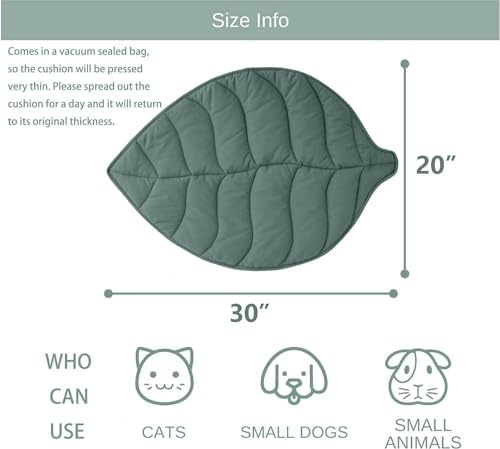Letalong 30 X 20 Inch Leaf Shaped Cotton Cat Bed Pad, Warming Cat Mat, Pet - Image 2