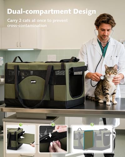Pecute Large Cat Carrier, Soft Double Pet Crate - Image 3