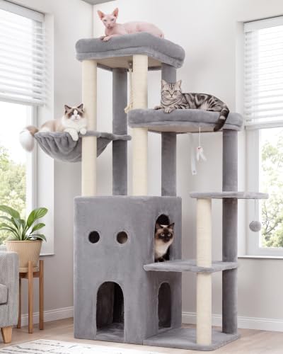 Heybly Cat Tree, 59.4" Secure Anti-Tip Cat Tower by HEYBLY