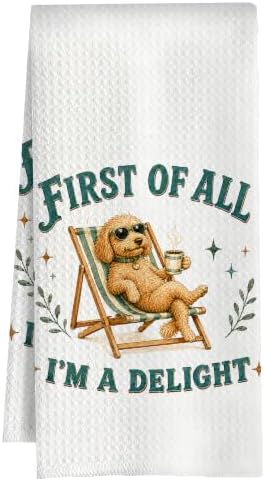 Labradoodle Kitchen Towel, Cute Dog Hand Towel, Funny Dog Lover Gift by Huastatewolf