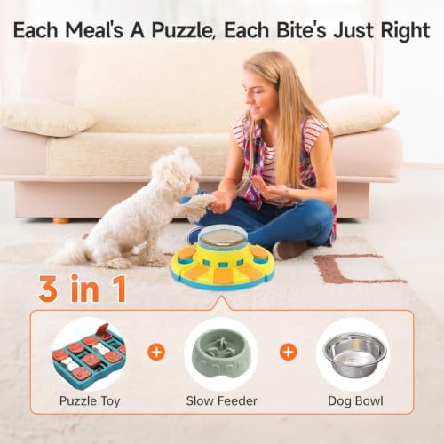 Potaroma Dog Puzzle Toy 2 Levels, Slow Feeder, Pup Food Treat Feeding Dispenser - Image 2