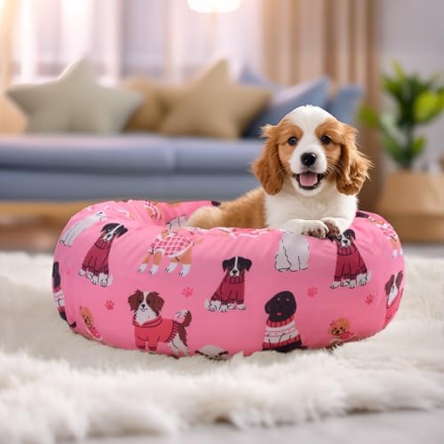 Round Replacement Dog Bed Covers Elastic Edged Washable 20 x 9.8 Inch - Image 3
