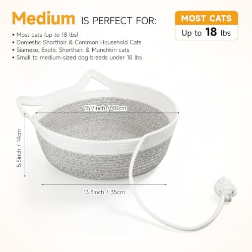 Cat Bed, Cotton Rope Instinct Basket - Image 3