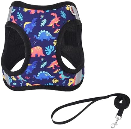 Small Dog Harness Black Dinausor No Pull Step in Vest Harness - Image 2