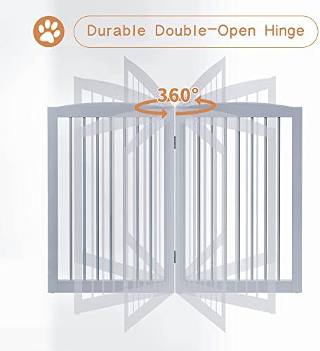 PUPETPO Freestanding Pet Gate for Dogs, Foldable Wooden Dog Gate for House - Image 5
