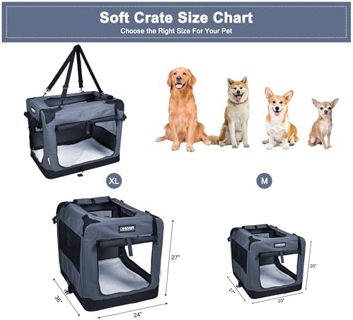 JESPET 3 Door Soft Dog Crates Kennel, Collapsible Travel Pet Carrier - Image 6