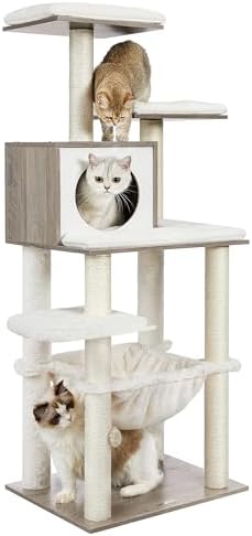Feandrea Cat Tree, 56.3-Inch Contemporary Cat Tower by FeandreabySONGMICSHOME