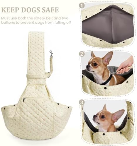 Quilted Small Dog Carrier Bag Floral Dog Sling Carrier - Image 4