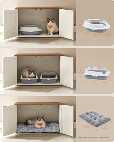 Feandrea Cat Litter Box Enclosure, End Table, 27.6 x 19.7 x 19.7 Inches - Image 3