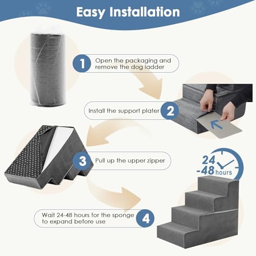 DUMOS Dog Stairs for Small and Medium Dogs, 4-Step Pet Steps - Image 5