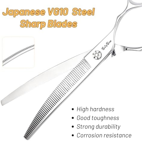 7.5in 25° Curved 56 Teeth Thinning Dog Grooming Scissors - Image 4