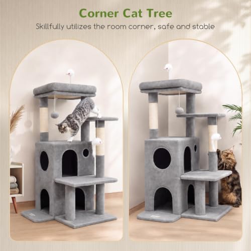 Globlazer Cat Tree Tower for Indoor Cats Large Adult, Light Grey - Image 2