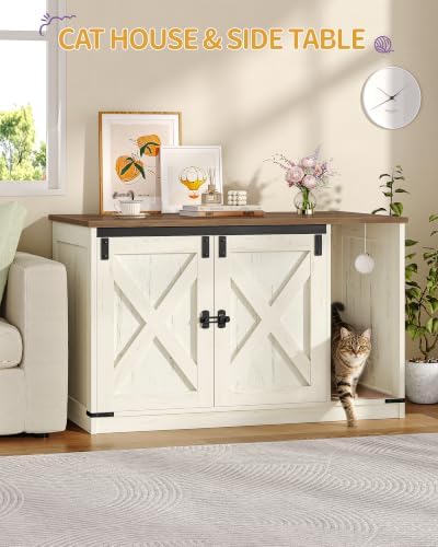 Hzuaneri Cat Litter Box Enclosure, Hidden Litter Box Cabinet Furniture - Image 3