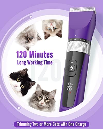 oneisall Cat Clippers for Matted Hair, 5-Speed Quiet Cat Grooming kit - Image 6