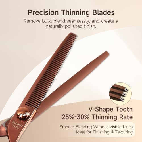7'' Thinning Dog Grooming Scissors, 440C Stainless Steel Bronze Pet Grooming - Image 4