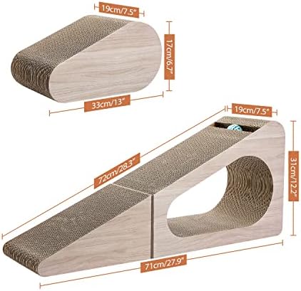 PAWZ Road 28.3" Cardboard Cat Scratcher Triangle 2 in 1 Cat Scratching Ramp - Image 2
