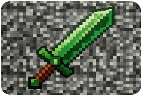 Manfei Pixel Sword Bath Mat, Pixelated Sword Design Kids Mats Rugs, Girls Boys - Image 3