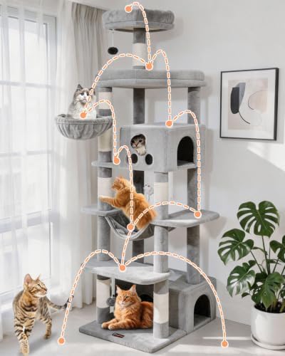Taoqimiao 79in Cat Tree, Tall Large Cat Tower - Image 2