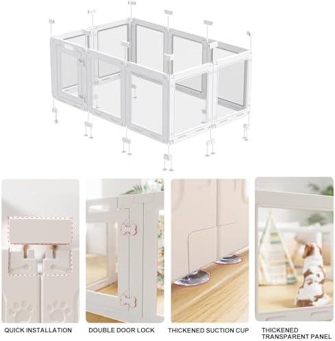 Clear Acrylic Dog Playpen with Door, 23.6" Puppy Playpen, Easy Assemble Pet - Image 3