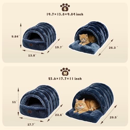 Covered Cat Bed Cave for Indoor Cats, 2-in-1 Enclosed Pet Bed for Kittens - Image 4