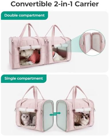 BAGSMART Double Cat Carrier for 2 Cats, Large Soft Pet Carriers for Travel - Image 4