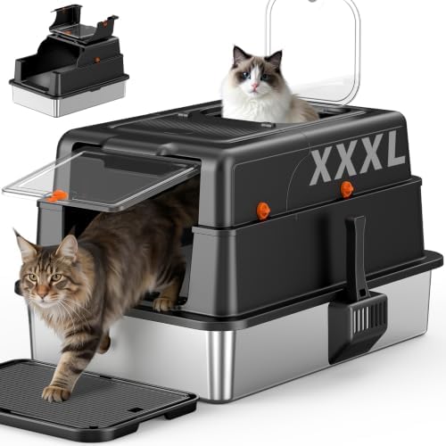 Stainless Steel Cat Litter Box – XXXL Cat Litter Tray by Avgooscalb
