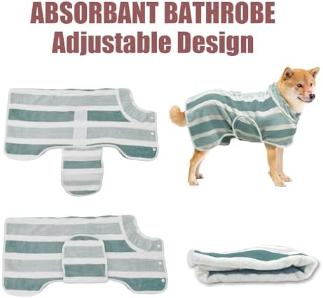 Fast‑Drying Dog Bathrobe, Absorbent Striped Pet Towel - Image 2