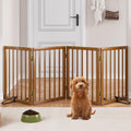 Freestanding Pet Gate Foldable 4 Panel Dog Gate Walnut Dog Gates by MinoKesper