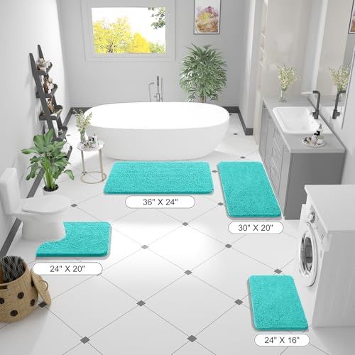 OLANLY Bathroom Runner Rugs 59x24, Extra Soft Absorbent Chenille Bath Rugs - Image 2