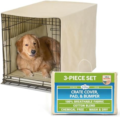 Pet Dreams 3-Piece Set Includes Dog Crate Cover, Dog Mat & Bumper Pad- Washable by PetDreams