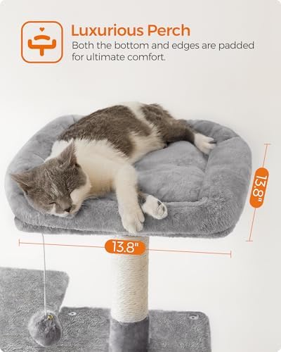 Feandrea Cat Tree, 54.2-Inch Cat Tower, Light Gray - Image 4