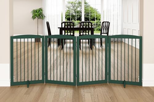 PUPETPO Freestanding Pet Gate for Dogs, Indoor Wooden Dog Gate for House by PUPETPO