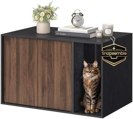 SONGMICS HOME Cat Litter Box Enclosure, Snapsemble Superfast Assembly by SONGMICSHOME