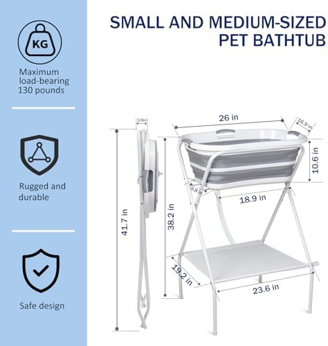 2 in 1 Elevated Dog Bath Tub & Foldable Washing Station - Image 7