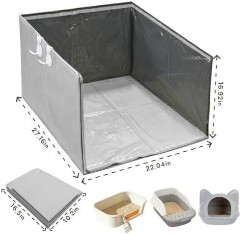 Extra Large 27"x22"x17" Cat Litter Box Enclosure Splash Guard, Foldable PVC - Image 2