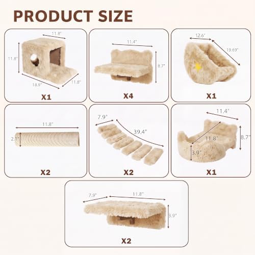 Cat Wall Furniture, 13 in 1 Moon & Bridge Cat Wall Shelves - Image 2
