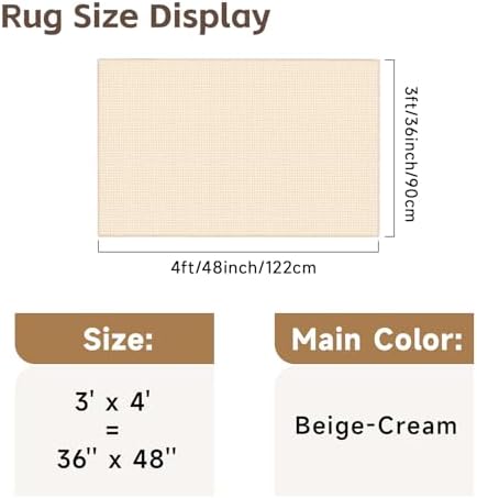 Washable Waffle 3x4 Entryway Rug: Absorbent Quick Dry Soft Area Rug Cream - Image 2