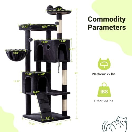 Allewie 64 Inches Multi-Level Cat Tree Tower - Image 3