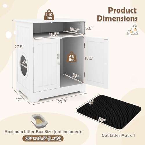 Tangkula Wooden Cat Litter Box Enclosure - Image 4