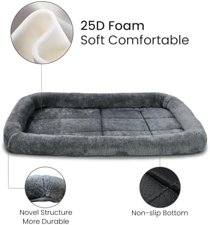 Patas Lague Small Dog Bed Bolster Pet Crate Mat 16''x12'' Dark Grey - Image 3