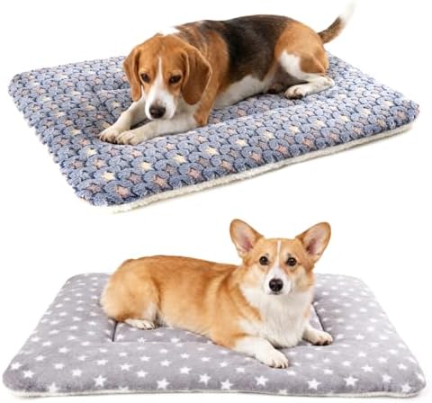 2-Pack Dog Blanket for Crate, Washable Reversible Plush Crate Liner by Tierecare