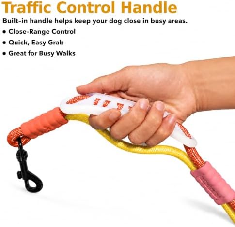Hands Free Dog Leash, Double Handle Leash 4.5FT Yellow-Orange - Image 5