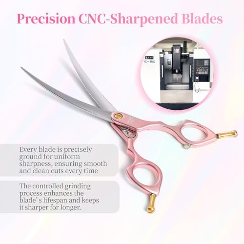 6.5'' Small Curved Dog Grooming Scissors Pink - Image 4