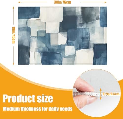 Blue Geometric Watercolor Bath Mat - Image 2