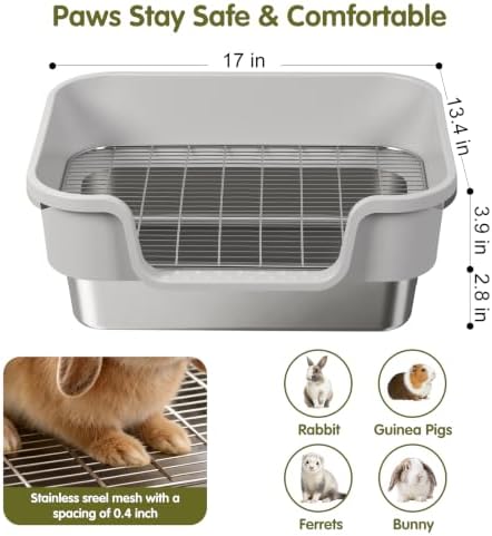 Stainless Steel Rabbit Litter Box, Sifting Bunny Litter Box - Image 2