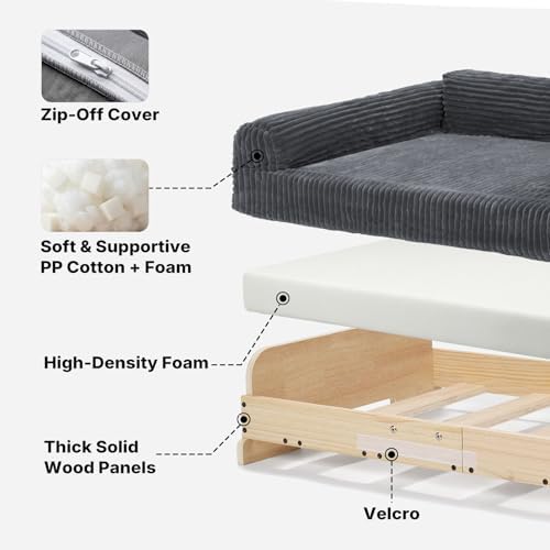 Veehoo Elevated Dog Bed Indoor, Wood Furniture Style Dog Couch Sofa - Image 7