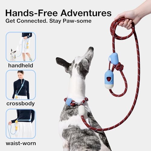 VETRESKA Hands-Free Dog Leash, 8FT Dark Red Leash - Image 5